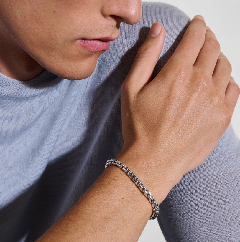 Box Chain Bracelet, Sterling Silver, 6MM
