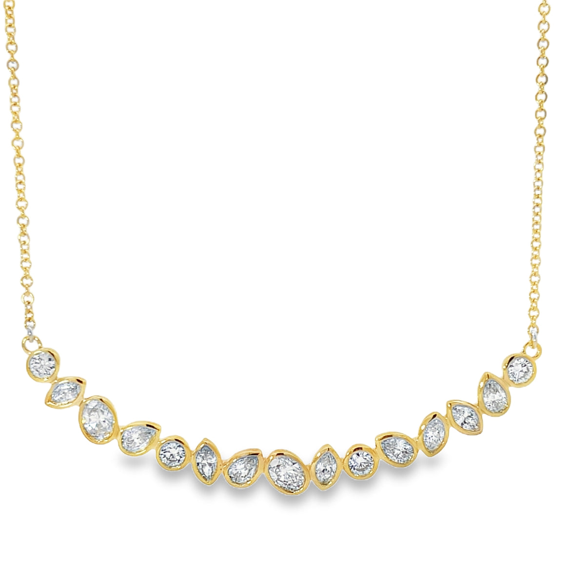 18KY MIXED DIAMOND SHAPE NECKLACE