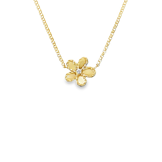 18KY JASMINE DIAMOND AND POLISHED FINISH SMALL FLOWER NECKLACE