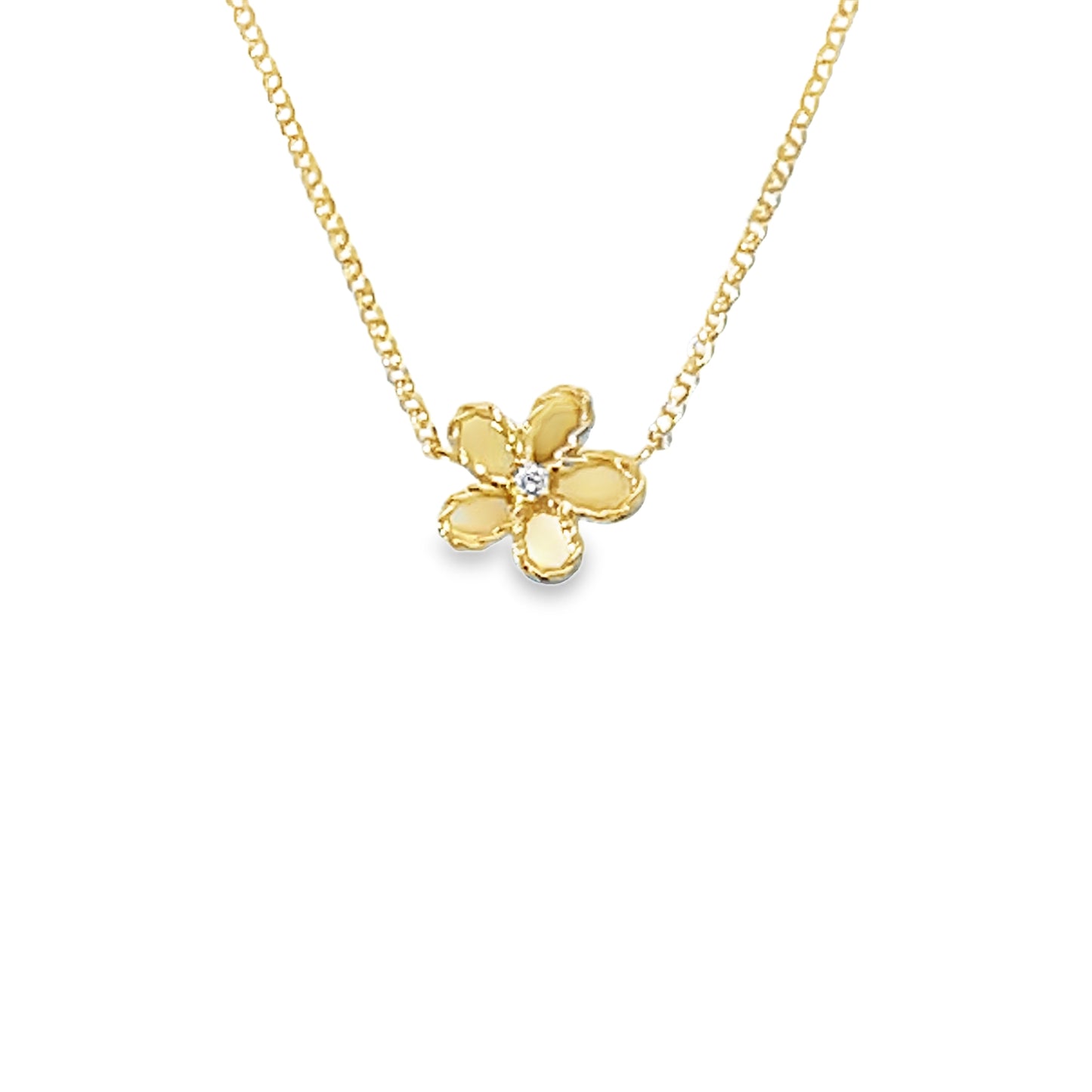 18KY JASMINE DIAMOND AND POLISHED FINISH SMALL FLOWER NECKLACE