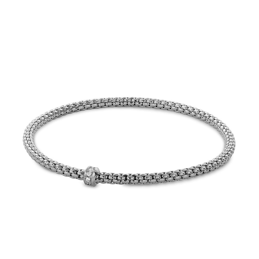 HULCHI BELLUNI 18KW DIAMOND STATION STRETCH BRACELET