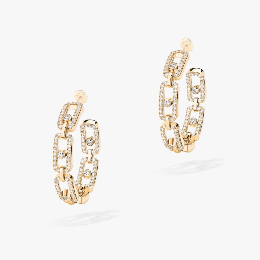 18KY MOVE LINK HOOP EARRINGS