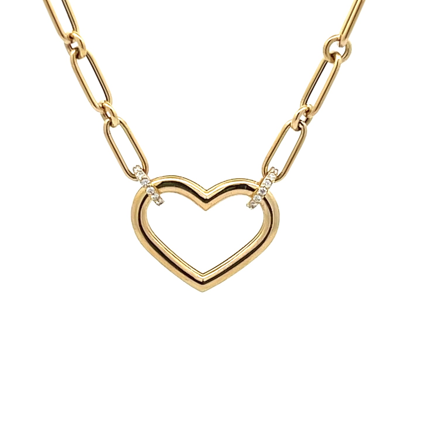 18KY CIALOMA DANGLE DIAMOND ACCENT OPEN HEART NECKLACE