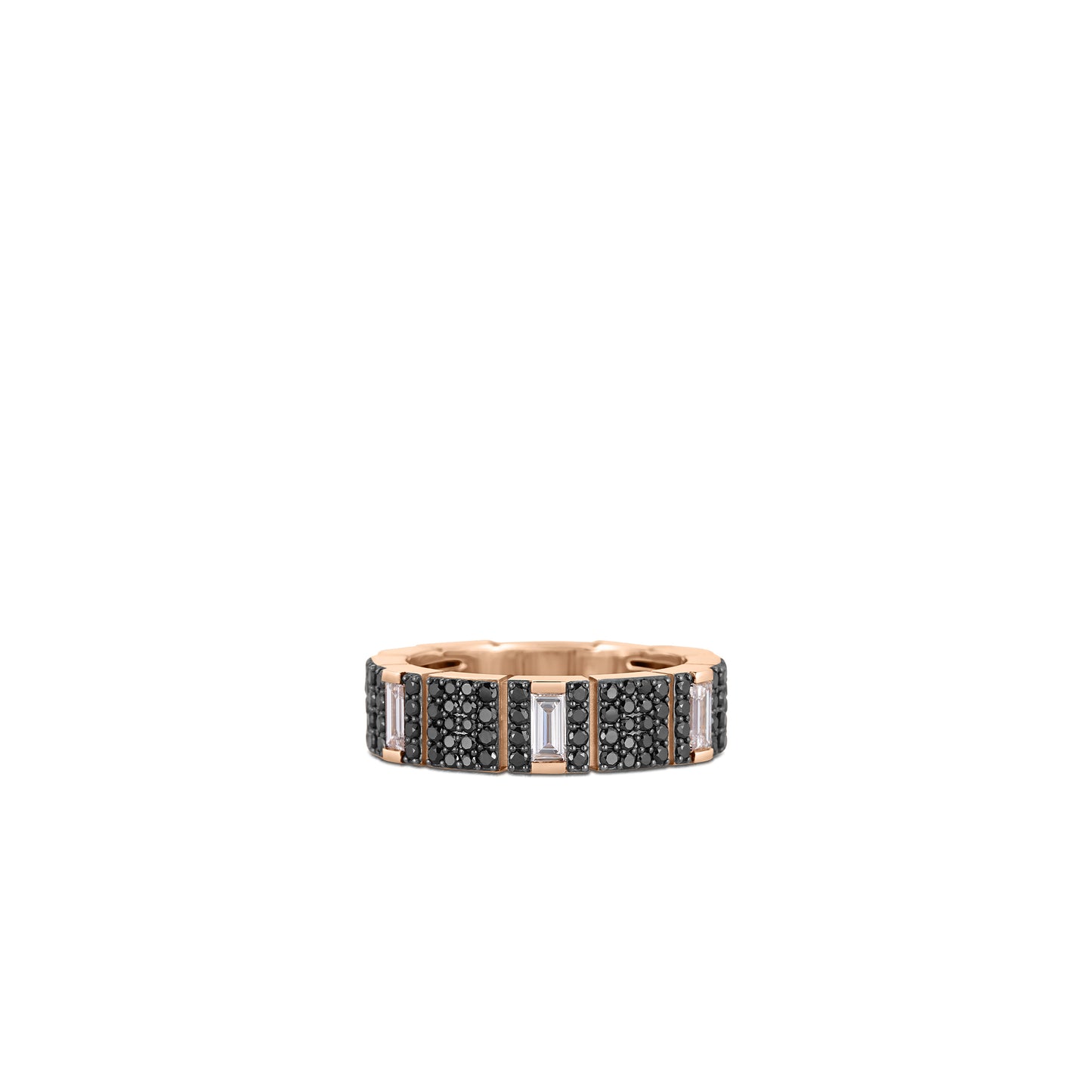 18KR OBELISCO PAVE BLACK AND WHITE DIAMOND RING