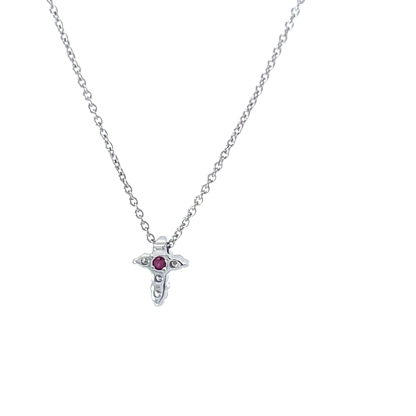 18KW TINY TREASURES DIAMOND BABY CROSS NECKLACE