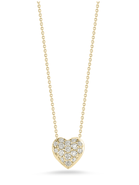 18KY TINY TREASURES DIAMOND PUFFED HEART NECKLACE