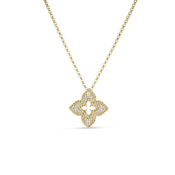 18KY VENTIAN PRINCESS PAVE DIAMOND SMALL FLOWER NECKLACE