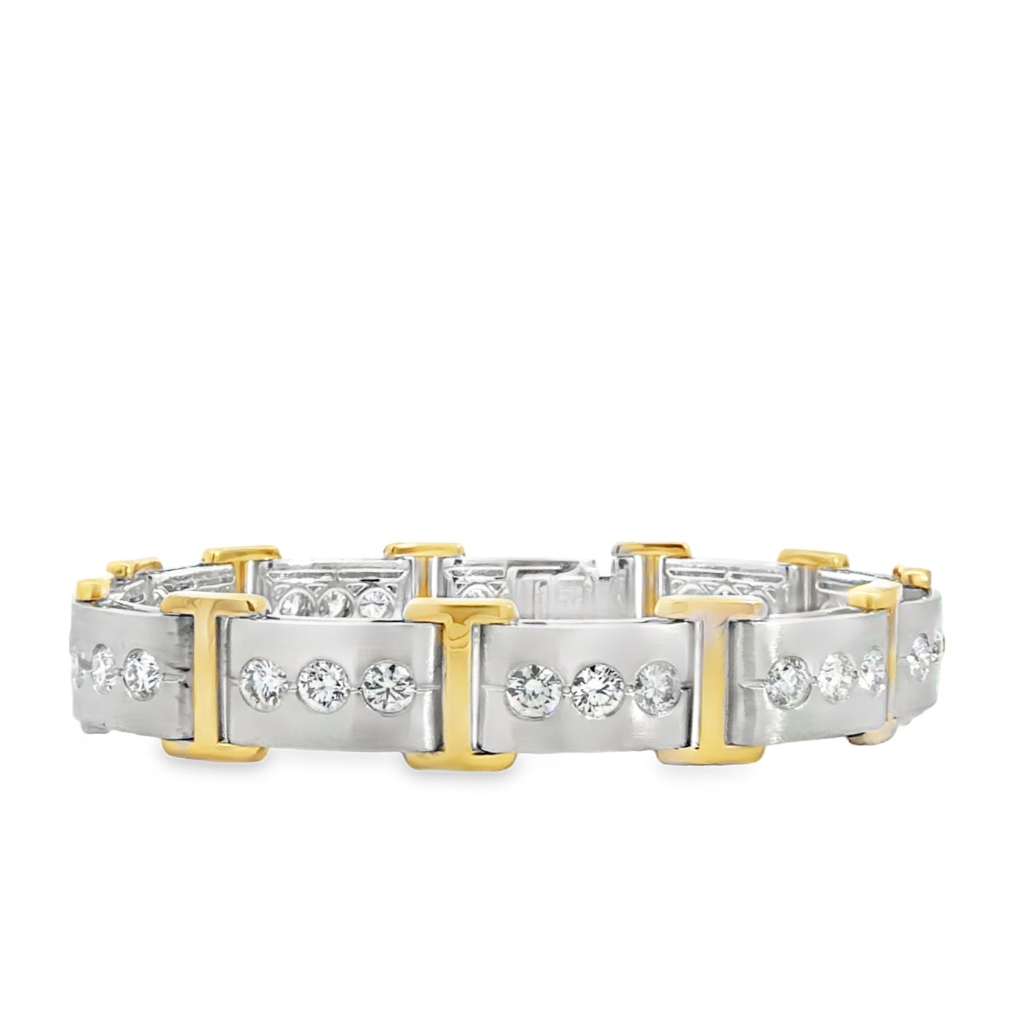 18KWY GOLD DIAMOND LINK MEN'S BRACELET