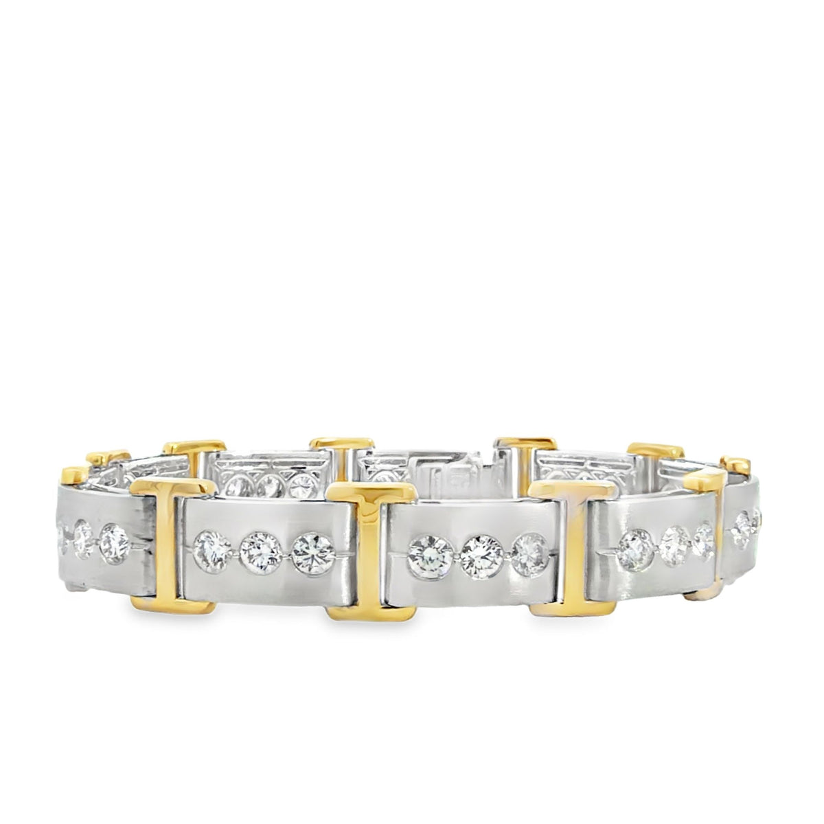 18KWY GOLD DIAMOND LINK MEN'S BRACELET