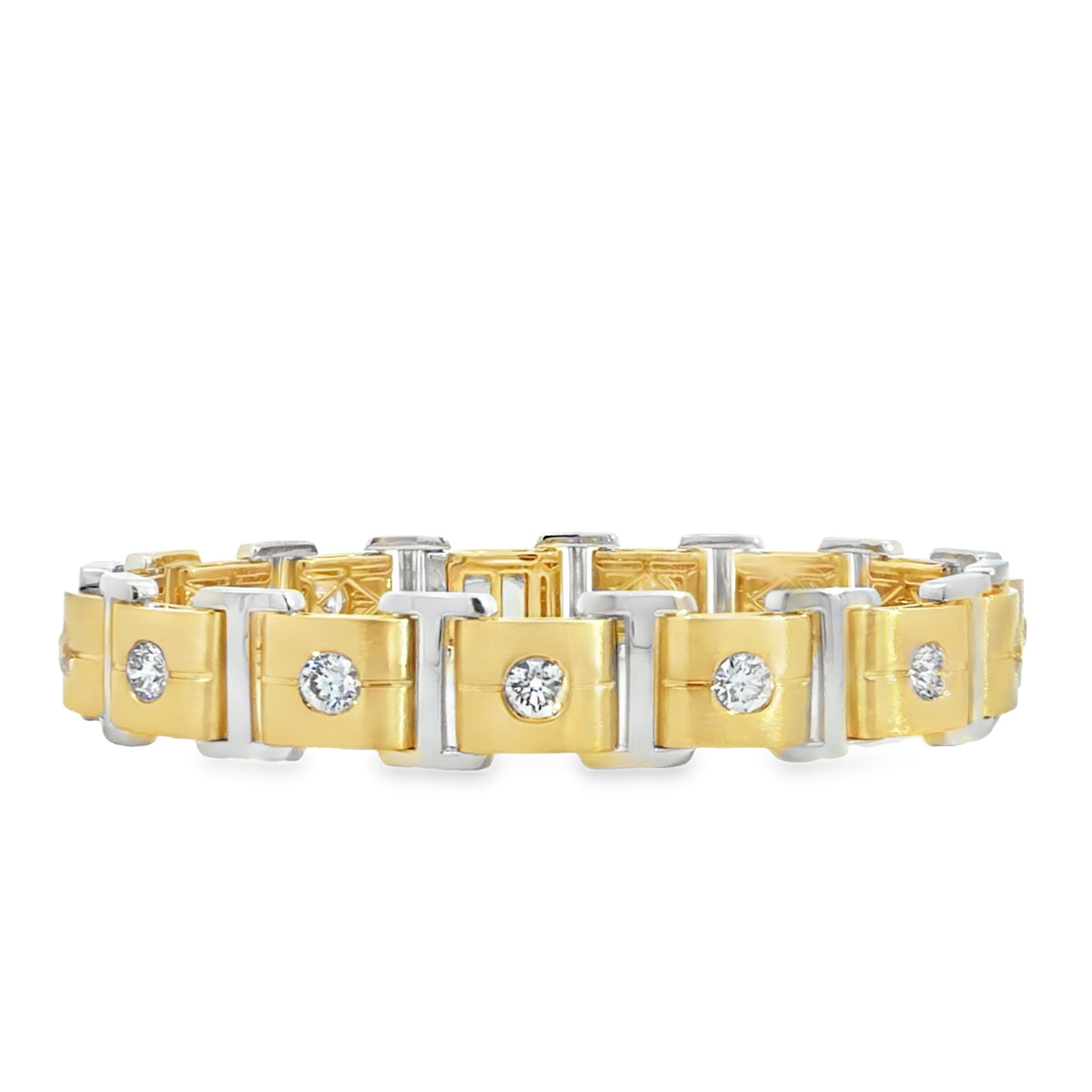 18KYW GOLD AND DIAMOND LINK MEN'S BRACELET