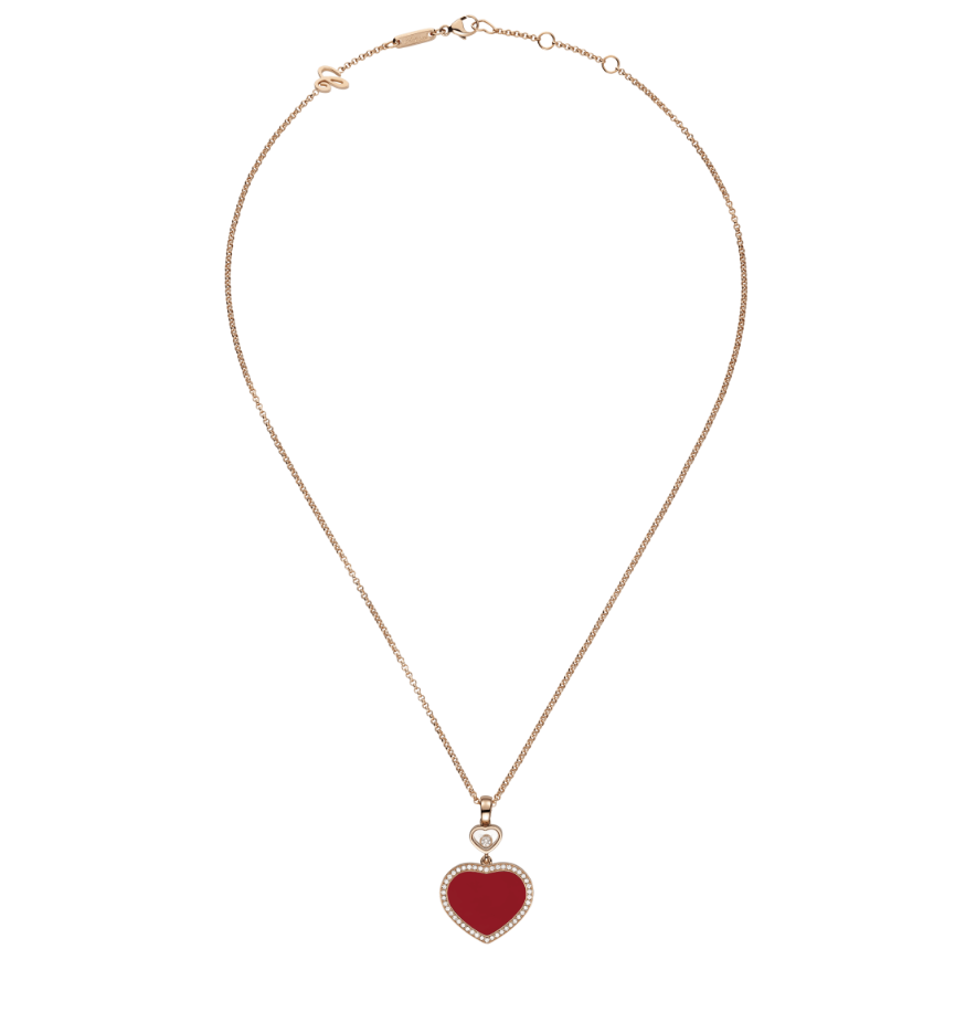 18KR HAPPY DIAMOND RED STONE PENDANT