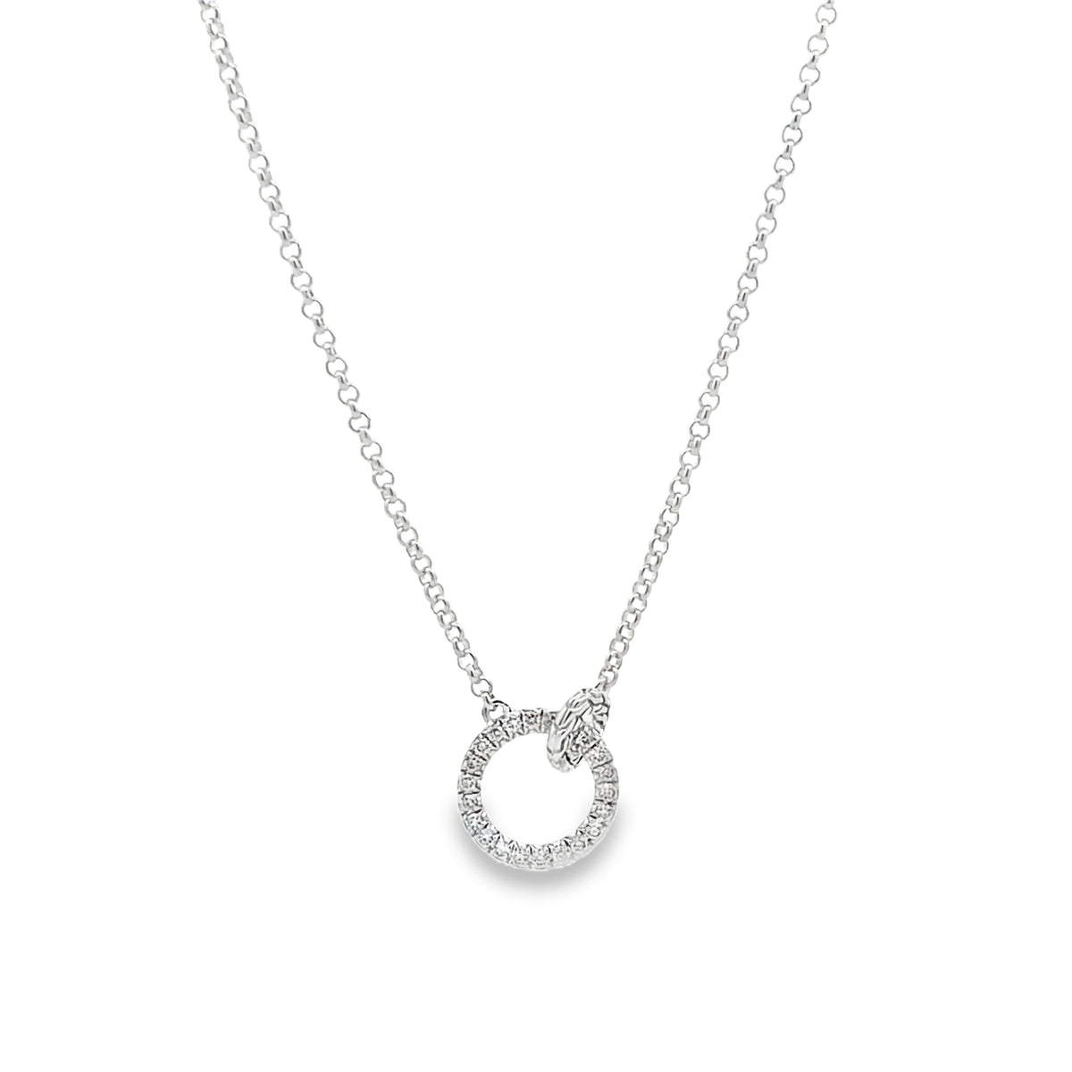 JH Essential Pave Necklace, Sterling Silver, Diamonds, 2MM