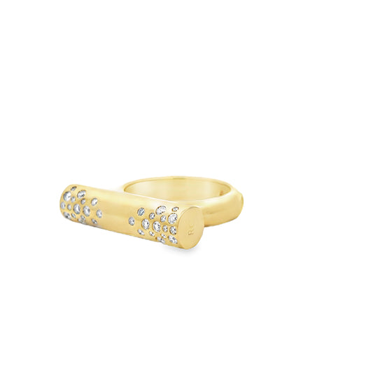 18KY DOMINO SPECKLED DIAMOND BAR RING