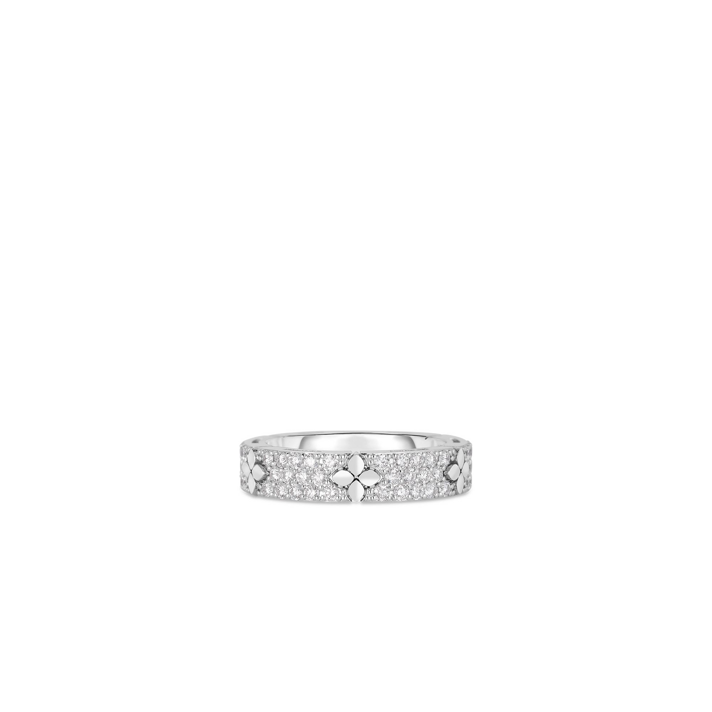 18KW LOVE IN VERONA PAVE DIAMOND AND POLISHED FLOWER RING