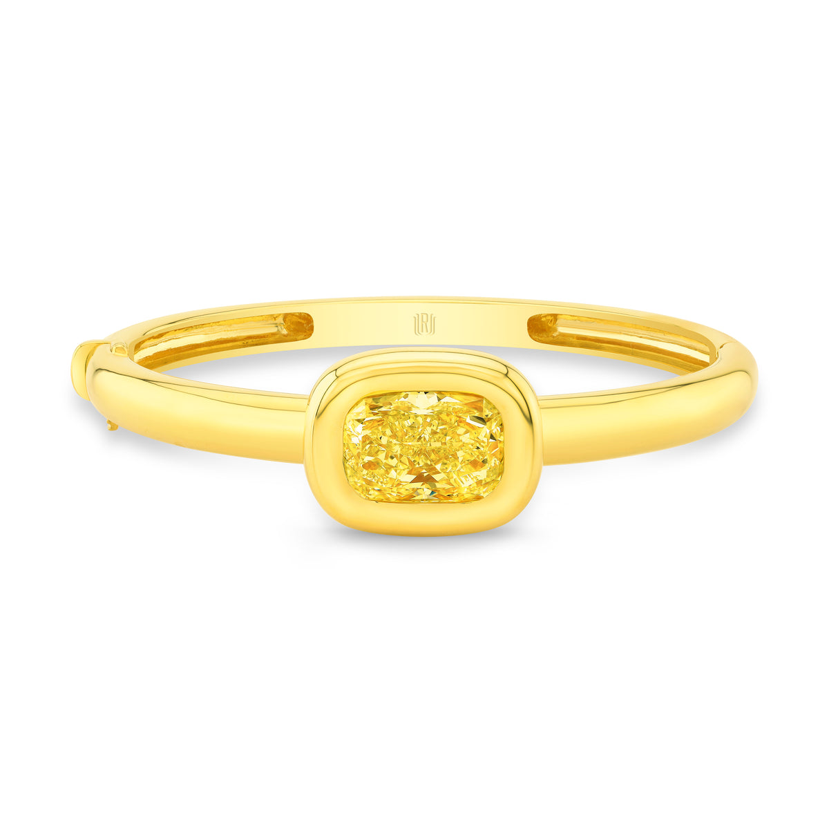 RAHAMINOV 18KY CUSHION CUT FANCY YELLOW DIAMOND BANGLE