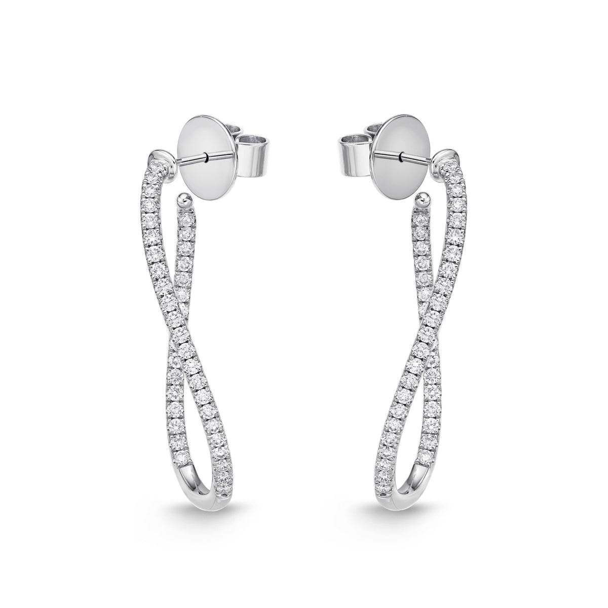 MEMOIRE 18KW TWIST DIAMOND HOOPS