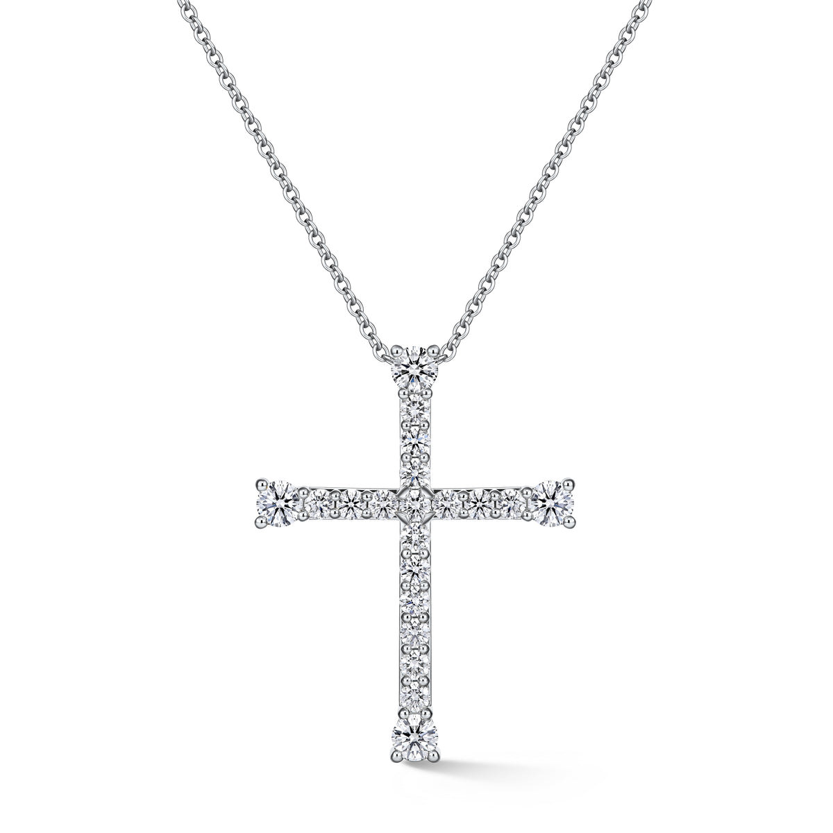 18KW LARGE DIAMOND CROSS PENDANT