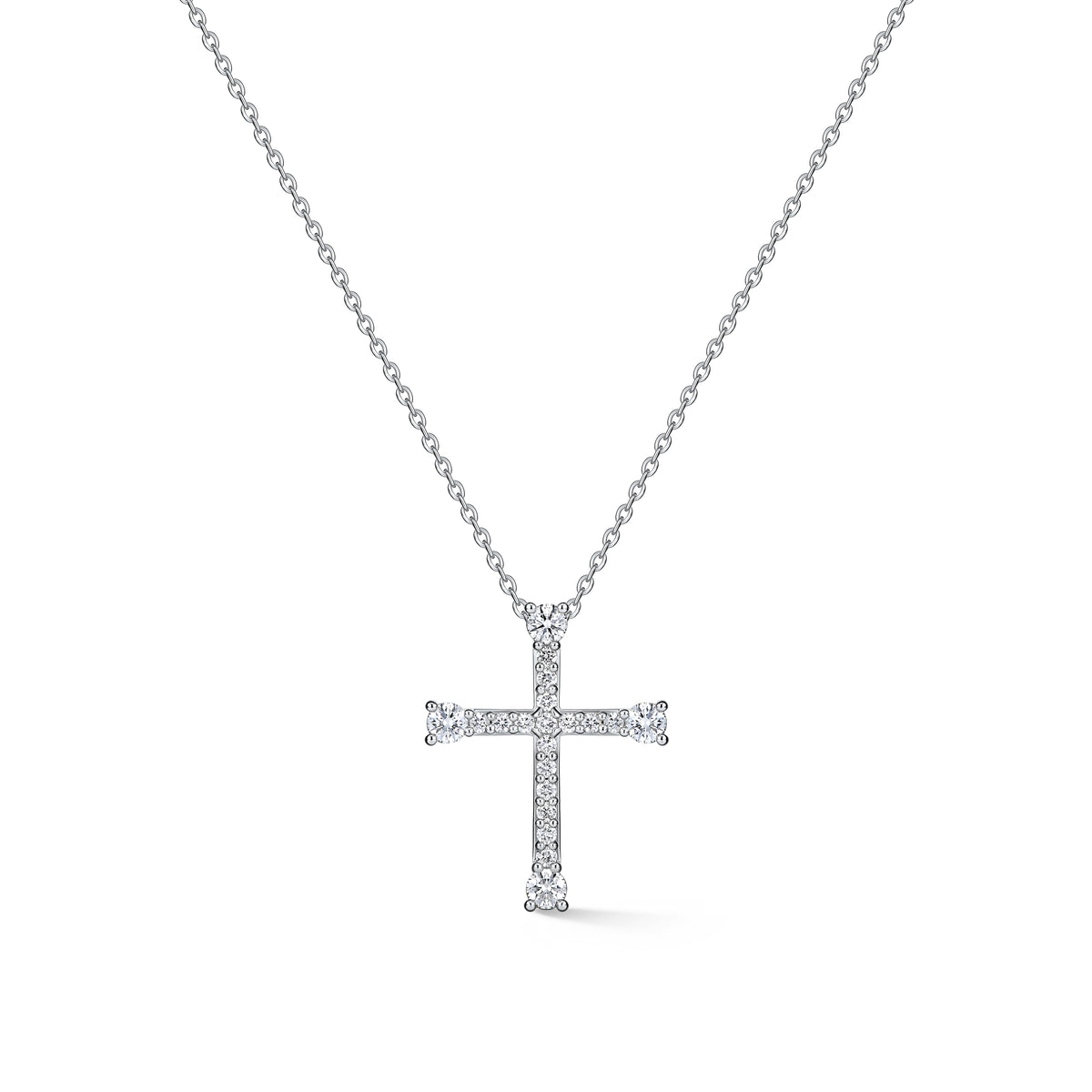 18KW SMALL DIAMOND CROSS PENDANT