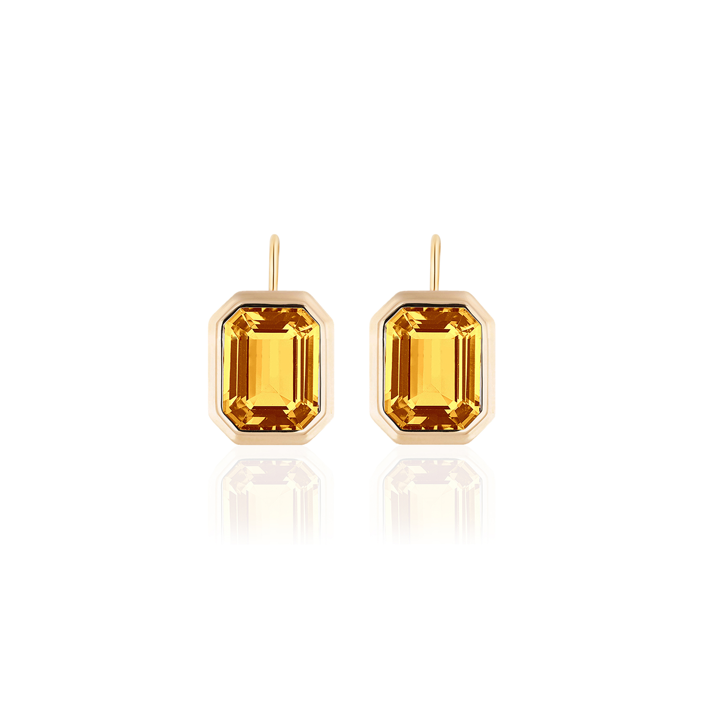 GOSHWARA 18KY EMERALD CUT BEZEL SET EARRINGS