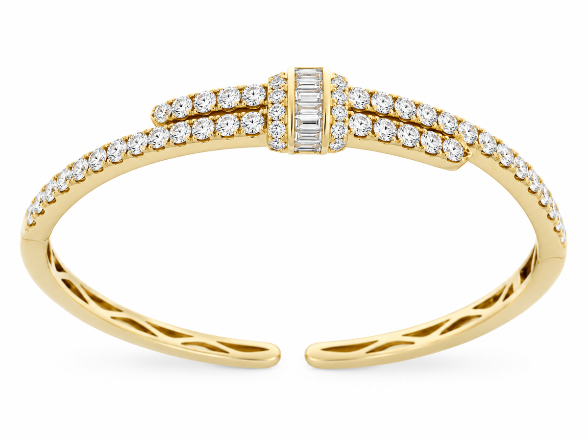 18KY DIAMOND PAVE OPEN CUFF BRACELET