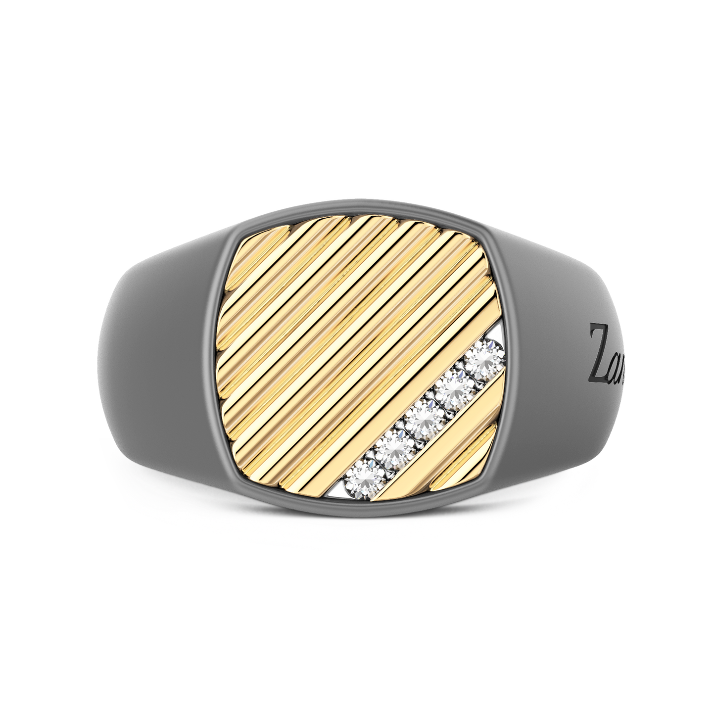 ZANCAN TITANIUM & 18KY MENS DIAMOND RING
