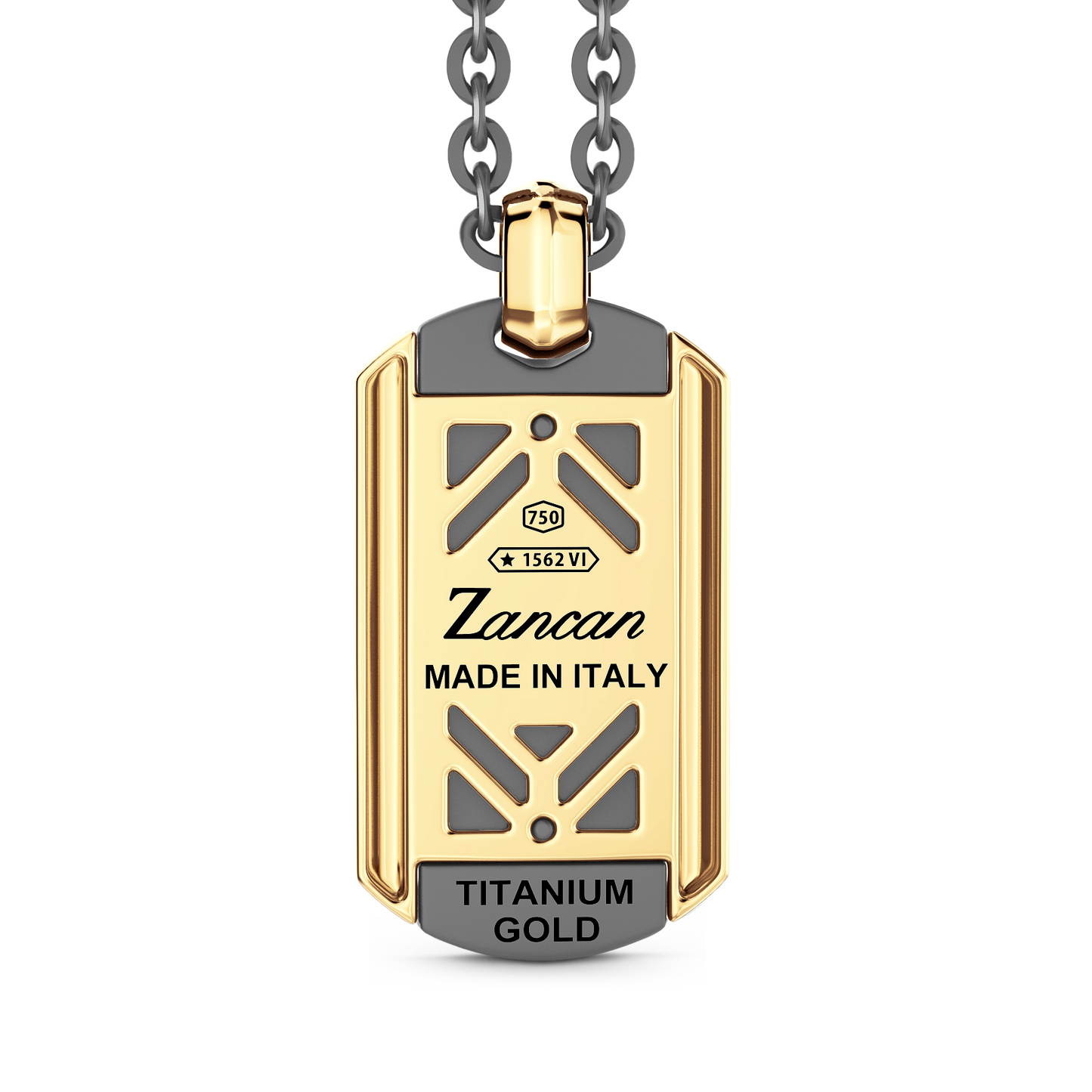 ZANCAN TITANIUM & 18KY MENS DOG TAG
