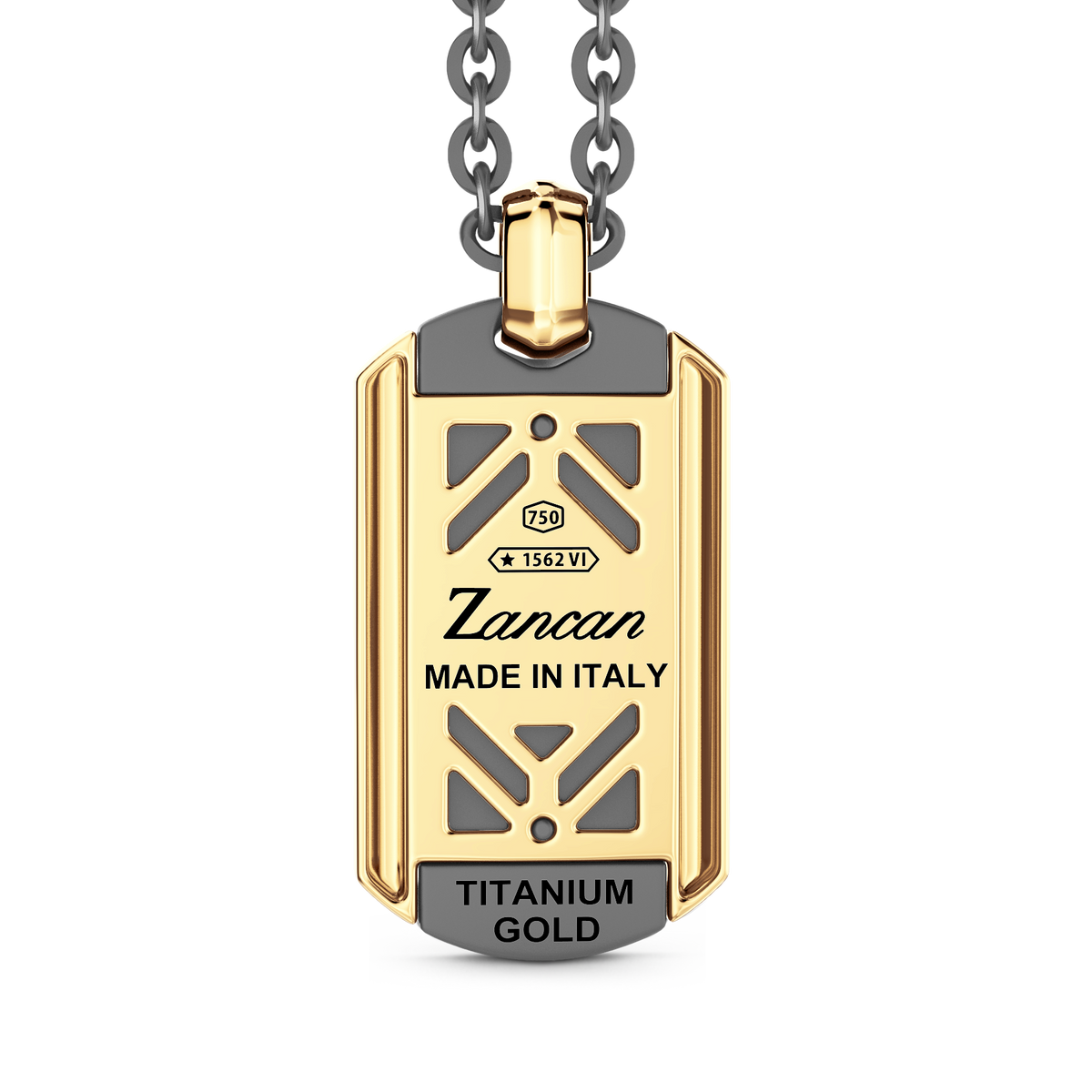 ZANCAN TITANIUM & 18KY MENS DOG TAG