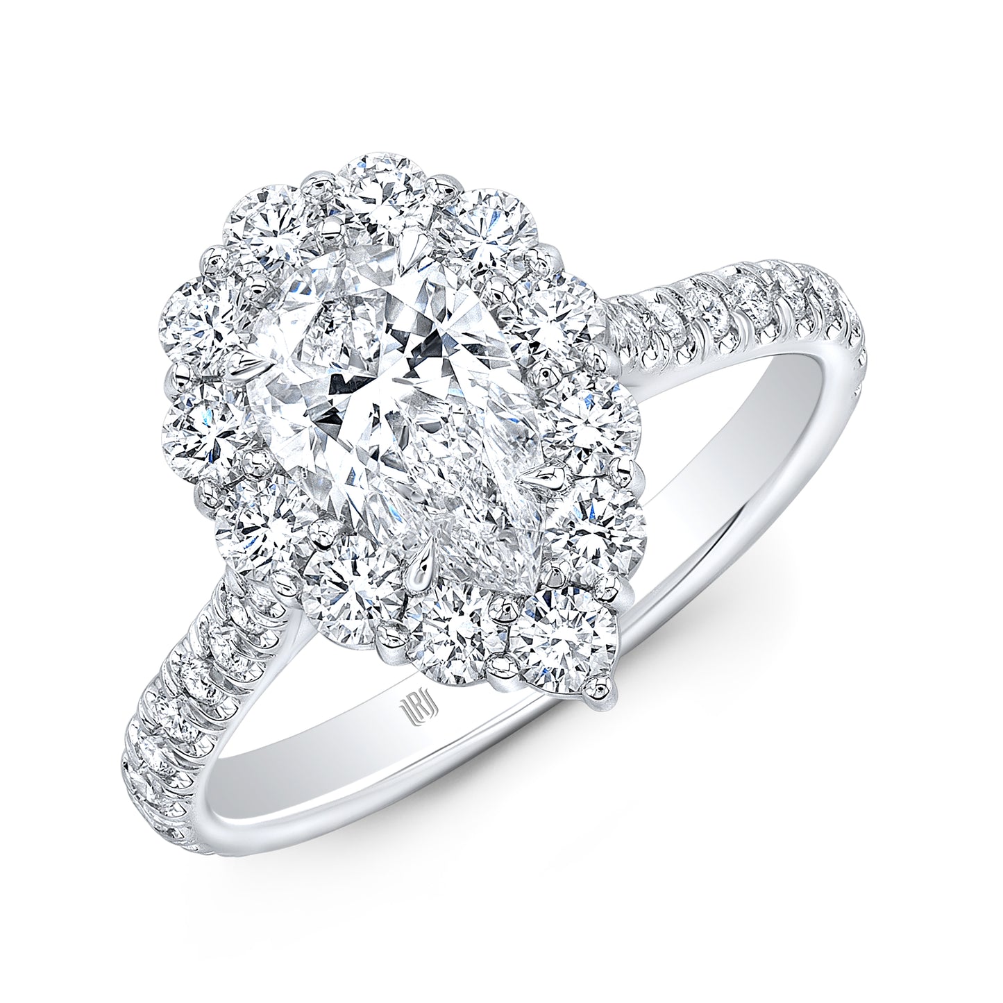 RAHAMINOV 18KW PEAR SHAPE DIAMOND HALO RING