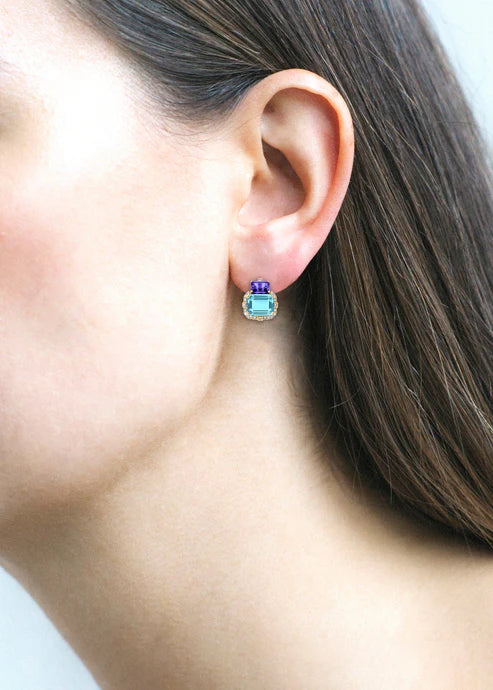 GOSHWARA 18KY TWO-TONE STUD EARRINGS