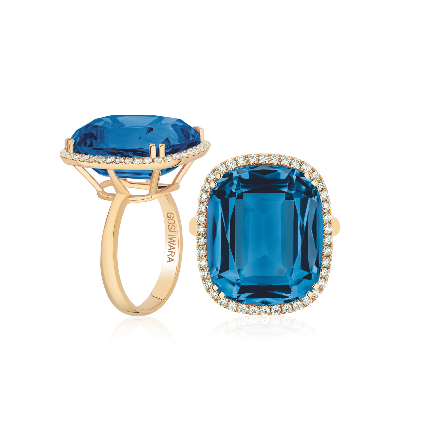 GOSHWARA 18KY CUSHION CUT COCKTAIL RING