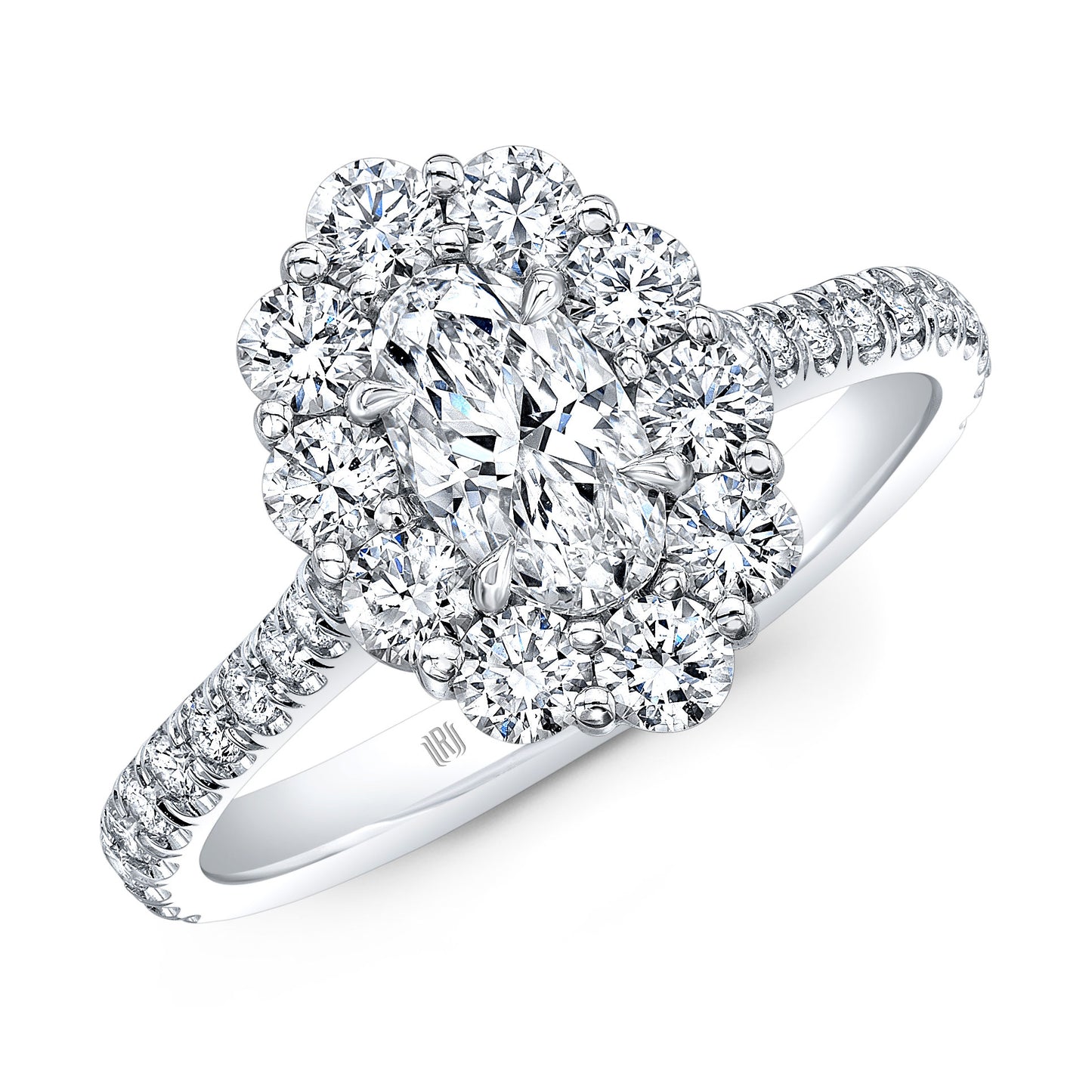 RAHAMINOV 18KW OVAL SHAPE HALO DIAMOND RING