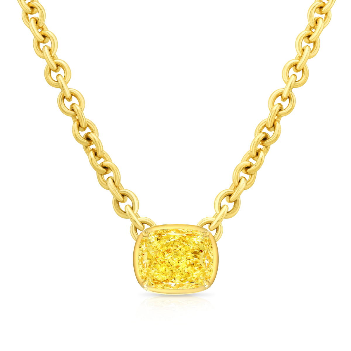 RAHAMINOV 18KY FANCY YELLOW CUSHION CUT PENDANT