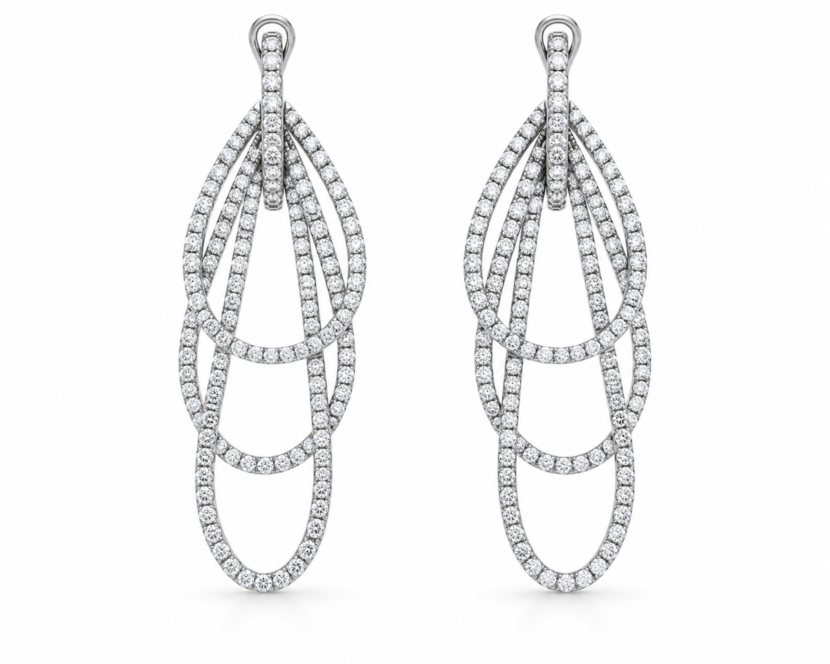 18KW DIAMOND LOOP DANGLING EARRINGS