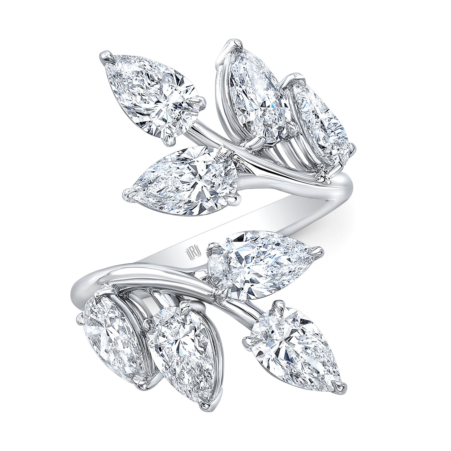 RAHAMINOV 18KW PEAR SHAPE DIAMOND BYPASS RING