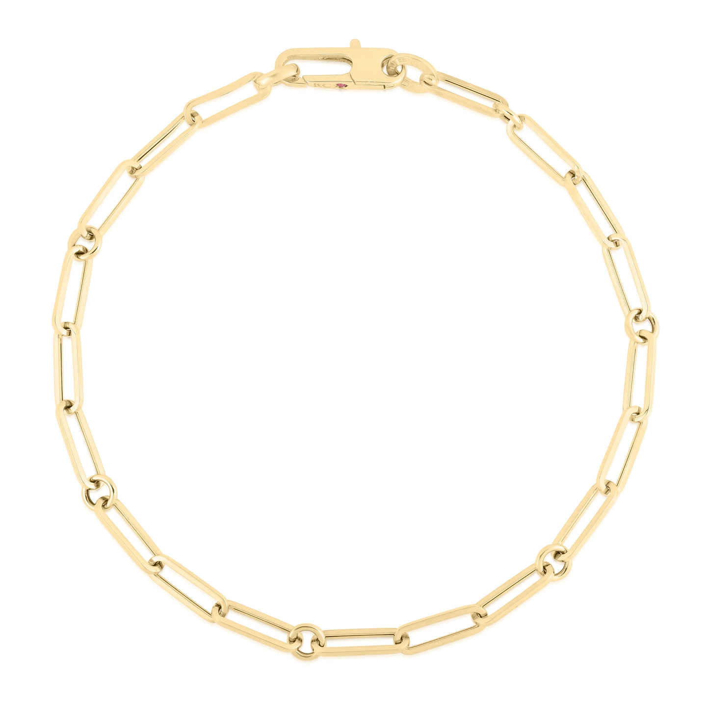 18KY DESIGNER PAPERCLIP AND ROUND LINK BRACELET