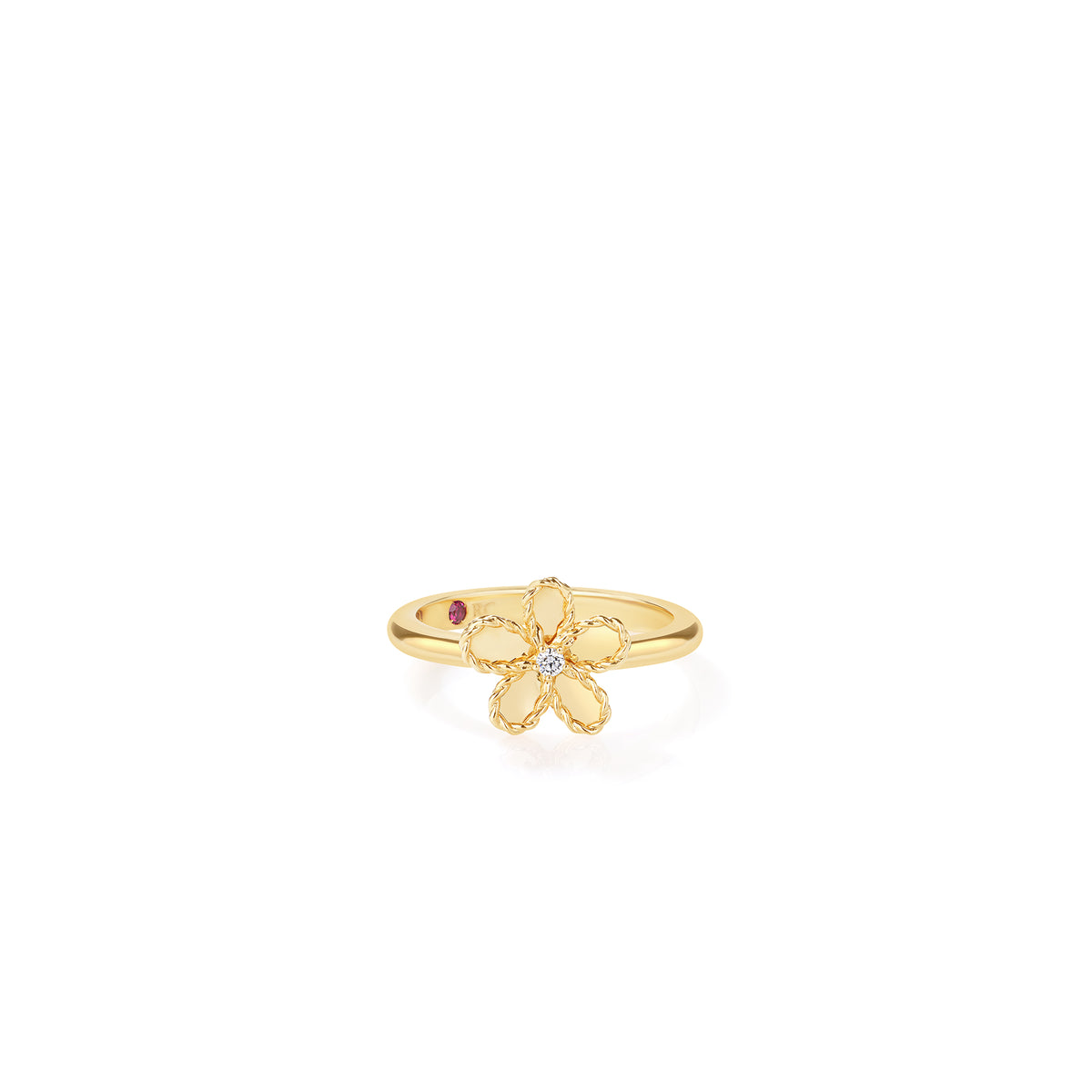 18KY JASMINE DIAMOND AND POLISHED FINISH SMALL FLOWER RING