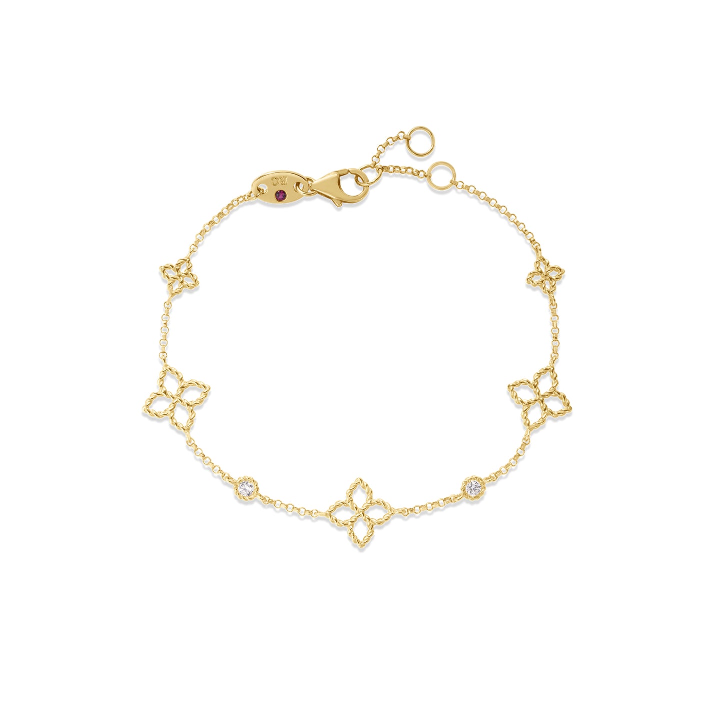 18KY PRINCIPESSA DIAMOND AND FLOWER STATION BRACELET