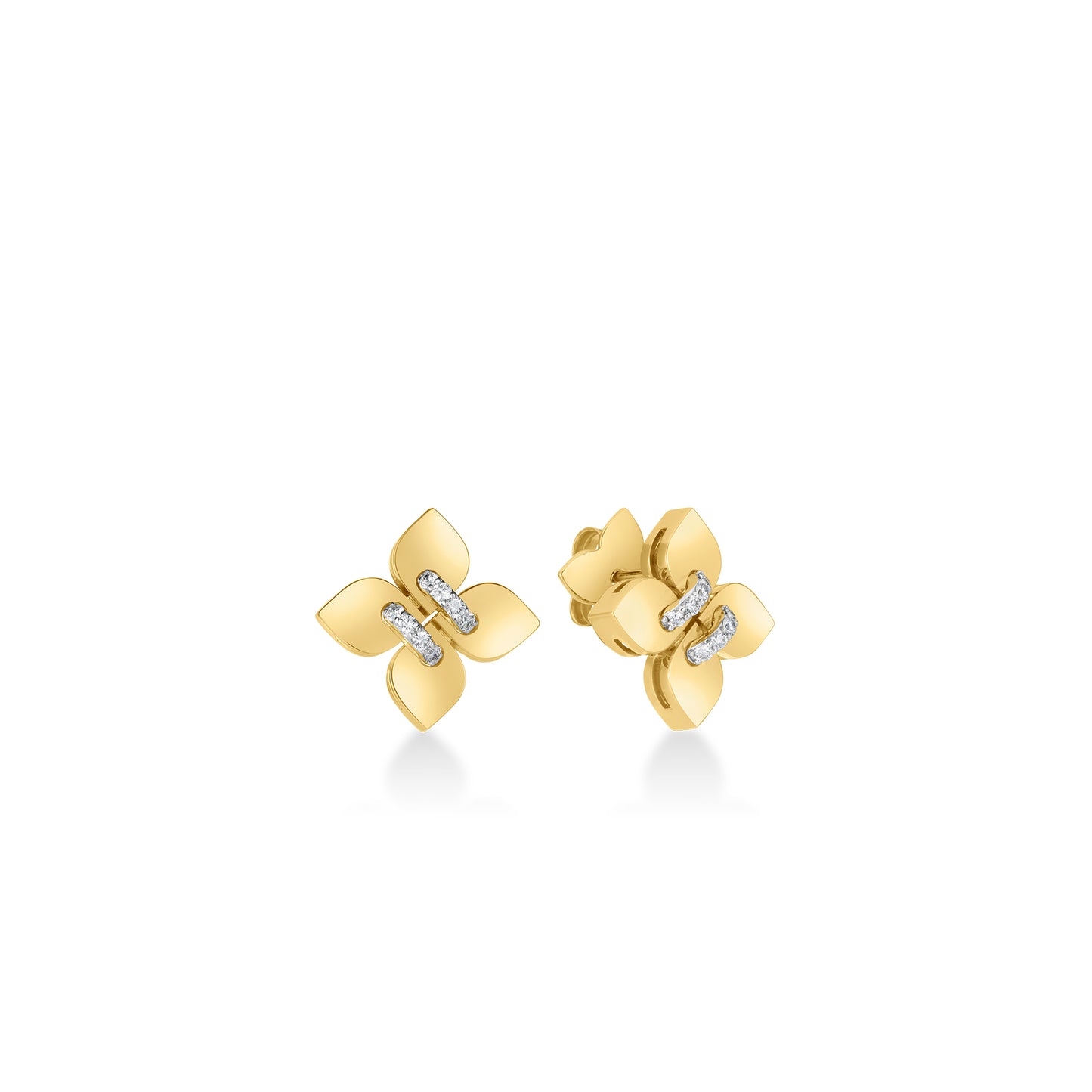 18KY LOVE IN VERONA SMALL DIAMOND FLOWER STUD EARRINGS