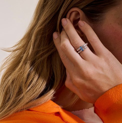 SS SPEAR BLUE SAPPHIRE RING
