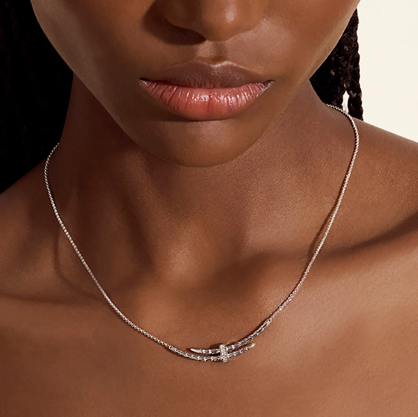 Spear Station Necklace, Sterling Silver, Diamonds