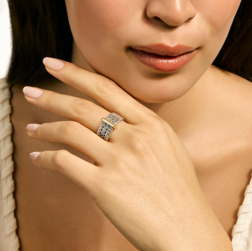 SS/14KY ICON LINK BAR RING, 9MM