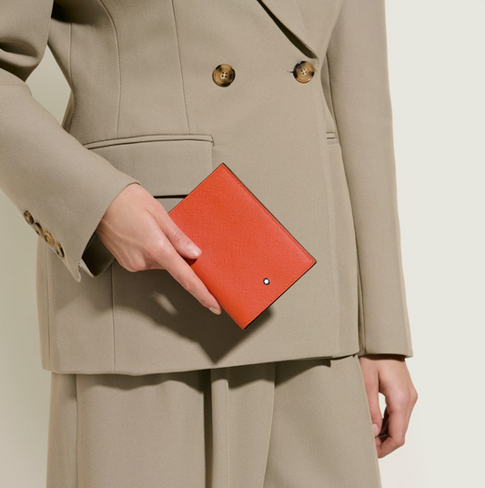 MONTBLANC PASSPORT HOLDER IN TANGERINE SARTORIAL LEATHER