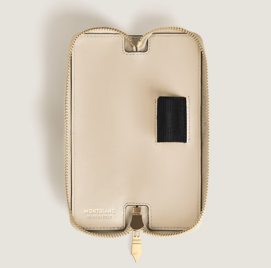 MONTBLANC 1-PEN POUCH WITH ZIP IN CLOUDY BEIGE MEISTERSTUCK LEATHER