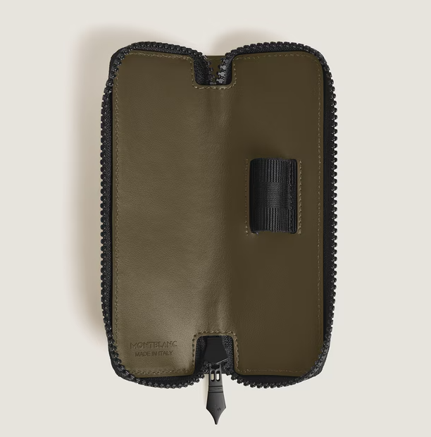 MONTBLANC 1-PEN POUCH WITH ZIP IN KHAKI EXTREME LEATHER