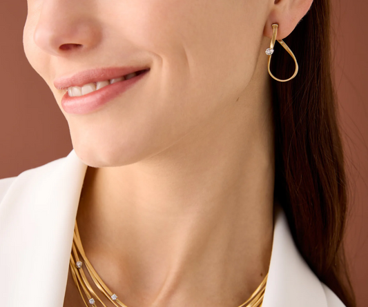 MARCO BICEGO 18KY MARRAKECH COIL INFINITY HOOPS WITH DIAMOND ACCENT