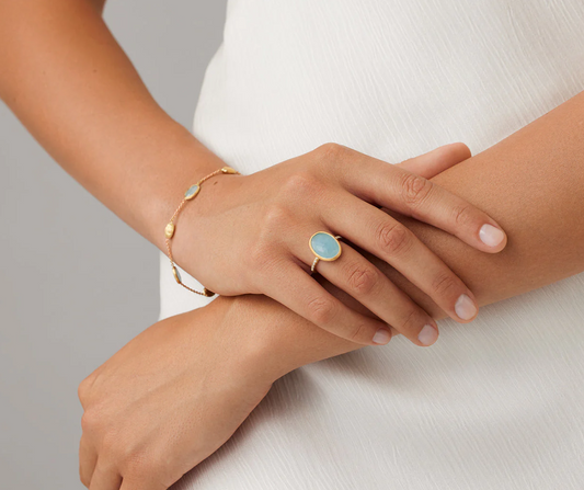 MARCO BICEGO 18KY SIVIGLIA AQUAMARINE RING WITH DIAMOND PAVE SHANK