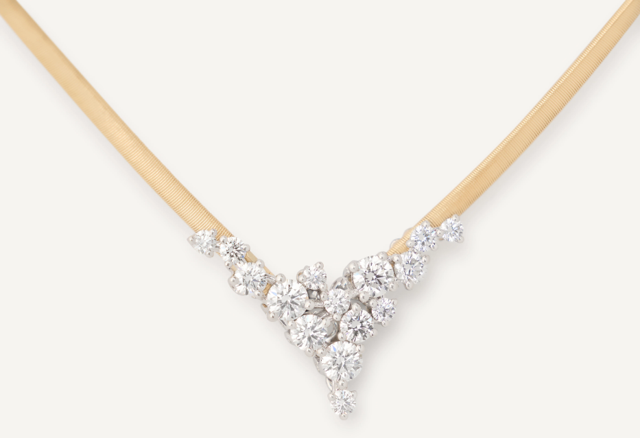 MARCO BICEGO 18KY MARRAKECH NECKLACE WITH DIAMOND V-CLUSTER