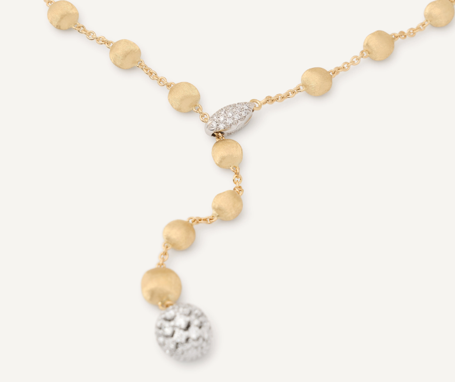 MARCO BICEGO 18KYW AFRICA LARIAT WITH DIAMOND ELEMENTS