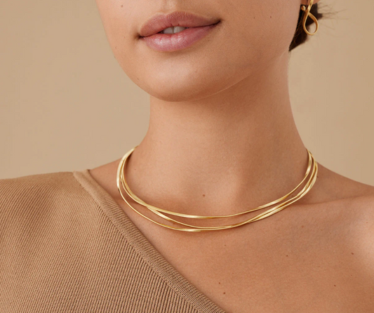 A timeless design featuring three strands of twisted coil that elegantly envelop the neck. This 18K yellow gold necklace is an iconic jewelry piece and an exquisite design object.