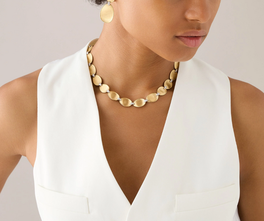 MARCO BICEGO 18KY LUNARIA COLLAR NECKLACE WITH DIAMOND ACCENTS